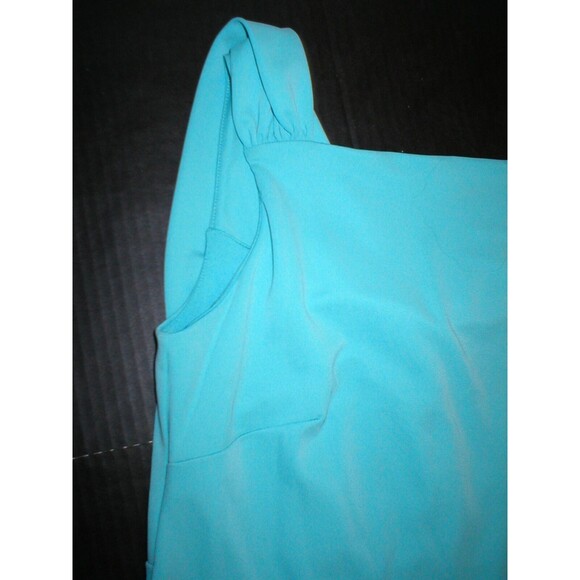 New Ann Taylor Dress Matte Jersey Aqua Light Blue Womens 0 Back Drape Sleeveless - Picture 8 of 9